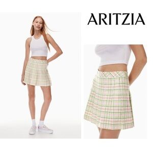 Sunday best Olive Mini Pleated Skirt in lime/fuchsia plaid - size 2